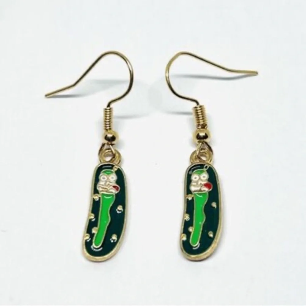 Rick & Morty - Metal Single Sided “Pickle Rick” Single sided dangle earrings
